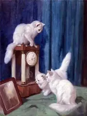 Three Curious Cats by A. Heyer Accent Tile Mural Kitchen Wall Backsplash Ceramic