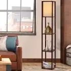 Floor Lamp Storage Shelf Reading Light Vintage Standing Home Organizer Brown