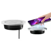 Desk Wireless Charger 15W Max Charging Station Desktop Grommet Power Fast Charging Pad Compatible with iPhone 12-Silver
