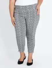 BNWT Size 24 AUTOGRAPH Super Stretch Ankle Grazer Pants Black Mono Aztec Print