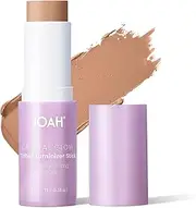 JOAH Crystal Glow Tinted Luminizer Stick, Multitasking Korean Makeup Highlighter and Bronzer Stick, Customizable Formula for a Natural Glow, Peptide Infused, Medium with Warm Undertones