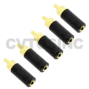 5x 3.5mm 1/8" Mono Female Jack to RCA Male Plug Audio Adapter 24K Gold Plated