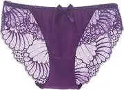 [KETCH2010] KELITCH Women's Briefs Scalloped Lace Hipster Thong Panty Sexy Seamless Underwear Panties Lingerie Black L