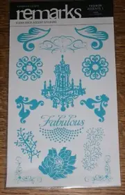 American Crafts Remarks RUB ON TRANSFER Fabulous De Jour Awesome Flowers Bird