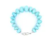 Faceted Aqua Blue Arizona Turquoise Bracelet, Sterling Silver Hook & Eye Clasp
