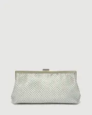 Silver Arya Mesh Clutch Bag