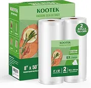 Kootek Vacuum Sealer Bags for Food, 8 in x 50 ft 2 Rolls Vacuum Seal Bag Rolls, Commercial Grade, BPA Free, Vac Freezer Bags for Food Storage, Meal Prep or Sous Vide