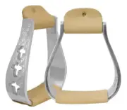 Light weight POLISHED ALUMINUM STIRRUPS w/ Engraving Cut-out Crosses 3" Neck