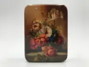 Beautiful Lacquer Box "Flowers" , Hand Painted, Papier Mache, Jewelry Box,