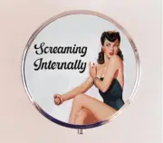 Screaming Internally Retro Humor Funny Pill Box Case Pillbox Holder Trinket