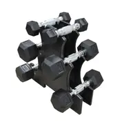 1KG-2KG-3KG TOTAL 12KG Hex Rubber Dumbell Weight Set with PVC Rack