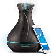 Smart WiFi Wireless Essential Oil Aromatherapy 400ml Ultrasonic Diffuser & Humidifier with Alexa & Google Home Phone App & Voice Control - Create Schedules - LED & Timer Settings (Coffee Black)