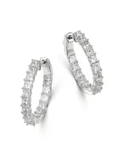Bloomingdale's Fine Collection Princess-Cut Diamond Inside-Out Hoop Earrings in 14K White Gold, 3 tcw