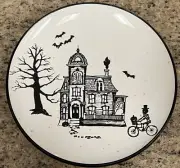 Cobwebs & Cauldrons Halloween Haunted House Appetizer Dessert Plates Set 4