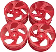 KiBcsLic RC Wheel Rim Set 1/12 RC Car Parts 52mm Aluminum Alloy Stylish Upgrade Kit Rim Hub, Red