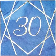 Creative Party Geode 3 Ply Stamp 30th Napkins (Pack of 16) (UK Size: One Size) (Navy/Gold)