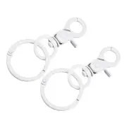 44mm Swivel Clasps Lanyard Snap Hook with Binder Ring for DIY White 2Pcs