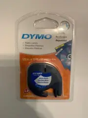DYMO LetraTag Labeling Tape White PlasticTape 1/2''X 13'- 12mm X 4m Refill.