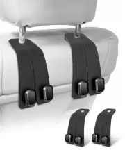 Car Hooks for Headrest 2Pcs Seat Back Storage Hook Luxurious Leather 100% Met...