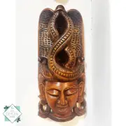 Wooden Snake Mask Wall Decor, Hand Carved Wall Decor Snake Art