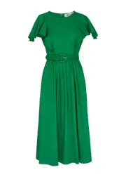 Diane Von Furstenberg Damon Ruffled Cotton-blend Midi Dress - Green - 12 12