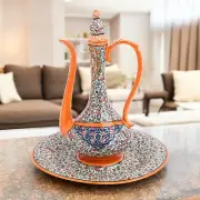 Handmade Ceramic Ewer, Ottoman Style Decorative Ewer, Decorative Pitcher Set