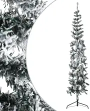 "vidaXL Slim 240 cm Artificial Half Christmas Tree - Snow Flocked, Space-Savi...