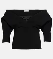 [Ferragamo] Ferragamo Wool-blend gabardine top AU 12 black