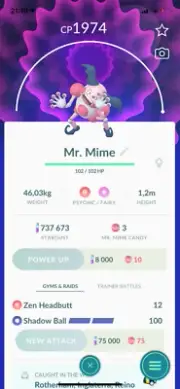 Mr. Mime Pokemon Trade Go Level 30+ Regional Pokémon Ultra League PVP High CP