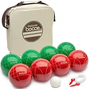 GoSports 100 mm Regulation Bocce Set with 8 Balls, Pallino, Case and Measuring Rope - Premium Official Size Set