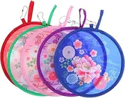 TEHAUX Summer Fun 5pcs Floral Round Hand Fans Lightweight Foldable Hand Fans Hand Held Fan for Women Boys and Girls Friendly