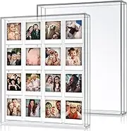 DoubleFill 2 Pack Acrylic Collage Frame Compatible with Instax Polaroid 11.8" x 10.2" Picture Frame Double Floating Frame Tabletop Picture Frames for Large Mini Films Pressed Flowers Art DIY Gift