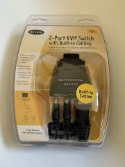 Belkin 2-Port KVM Switch with Built-in Cabling (F1DK102P) New Sealed In Package