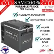 New Engel 40L Portable Camp Fridge Freezer Metalic Grey With Lockable Door Latch