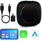 3-in-1 CarPlay Adapter Wireless CarPlay & Android Auto Adaptor Box 4GB+64GB Android 11 Built-in Netflix/YouTube/GPS/4GWiFi Only for OEM Wired CarPlay with Touchscreen