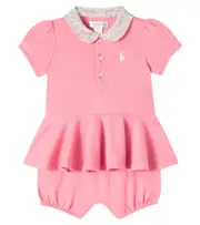 [Polo Ralph Lauren Kids] Polo Ralph Lauren Kids Baby peplum cotton piqué playsuit M 6 pink