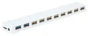 Multicomp PRO 10 port Super Speed USB 3.0 HUB U3 10HUB 221mm×33.28mm×16mm White