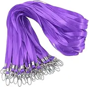 Tanstic 50Pcs Purple Lanyards Kit, Flat Lanyard Bulk with Swivel Hook Clip for Office ID Badges Key Chains