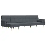 vidaXL L-shaped Sofa Bed Dark Grey 271x140x70 cm Velvet