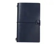 aerkesd Traveler Journal Diary Loose-leaf Notebook Pen Holder Record Book Stationery-M Dark Blue
