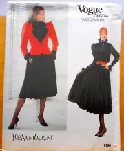 Vogue Pattern 1196 Paris Original Yves Saint Laurent Jacket Skirt Blouse Sz 14