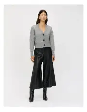 [Veronika Maine] Fuzzy Three Button Cardigan in Grey
