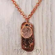 Trendy! Antique Bronze Tone Chain Necklace w/Tree of Life "Dream" Pendants 18"