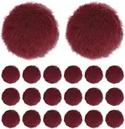 uxcell 20-Pack Faux Fur Pom Poms, 1.2 Inch/ 2 cm Soft Fluffy Pompoms Balls Faux Rabbit Fur with Elastic Loop for Hats/Bags/Keychains/Knitting Accessories/DIY Crafts [Wine Red]
