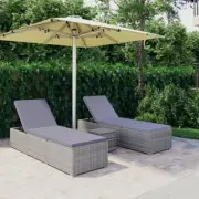 Rattan Sun Lounger With Table And Cushions 3 Pcs Stylish Sunbed Chaise Longue