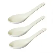 3 Pcs Asia Porcelain Soup Spoon Ceramic Rice Spoons Chinese Won Ton Spoons for H