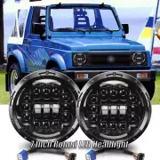 2x 7" Round LED Headlight Hi-Lo DRL Sealed Lamp For Suzuki Samurai & Jeep Truck