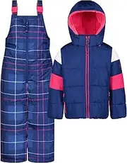 [Jessica Simpson] Girls 2-pice Snowsuit With Snow Bib and Puffer Jacket With Faux Fur Hood