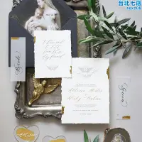 在飛比找露天拍賣優惠-KKlife 原創婚禮定製請柬席位卡毛邊紙天使之吻壓克力席位