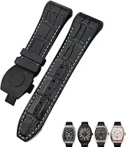 [BANDKIT] For Franck Muller Watch Band 28mm Cowhide Silicone Watch Strap Nylon Rubber Folding Buckle Watch Bands For Men Bracelet